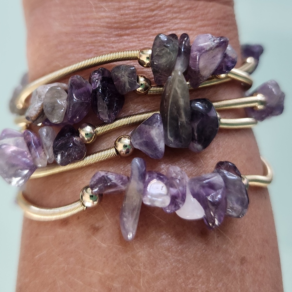 Set of 5 Amethyst stretch bracelets, 8", NWOT